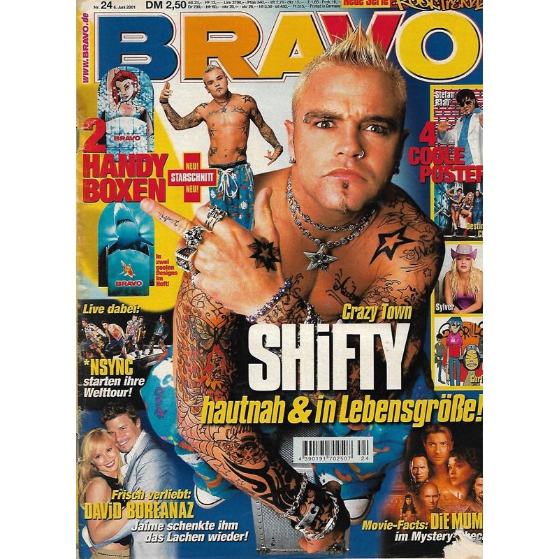 BRAVO Nr24 / 6 Juni 2001 Crazy Town Shifty Zeitschrift.