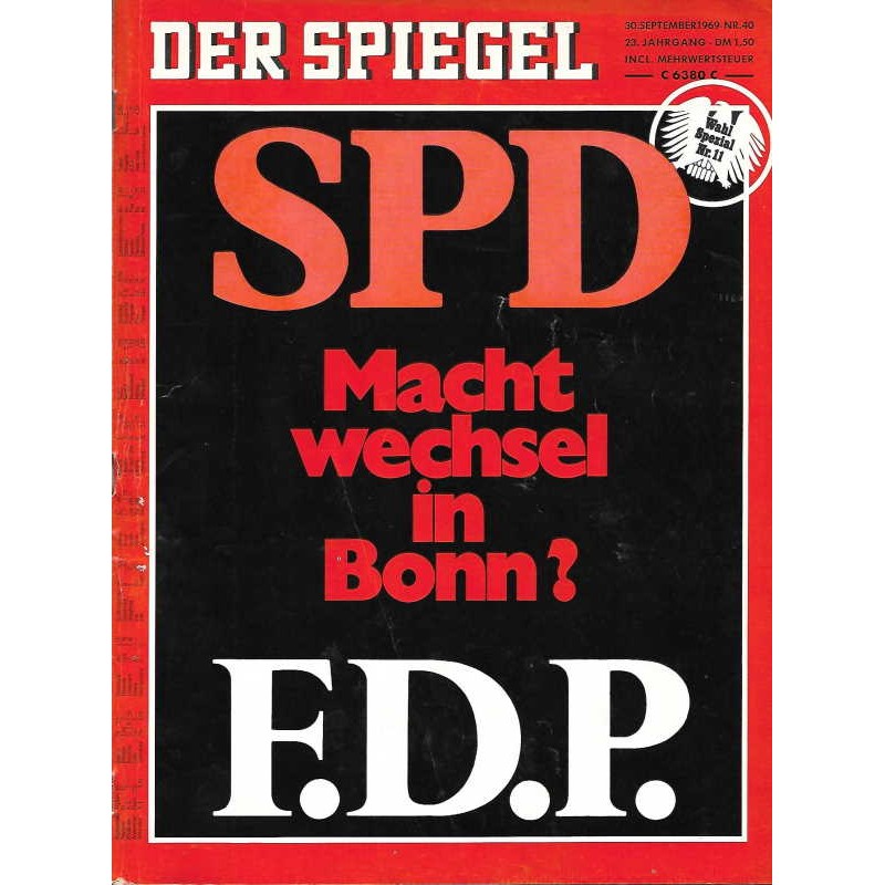 Der Spiegel Nr.40 / 30 September 1969 - SPD und F.D.P