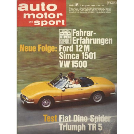 auto motor & sport Heft 16 / 3 August 1968 - Fiat Dino Spider Triumph TR5