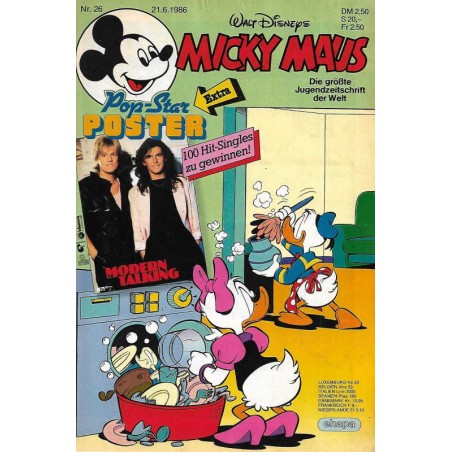 Micky Maus Nr. 26 / 21 Juni 1986 - Pop-Star Poster