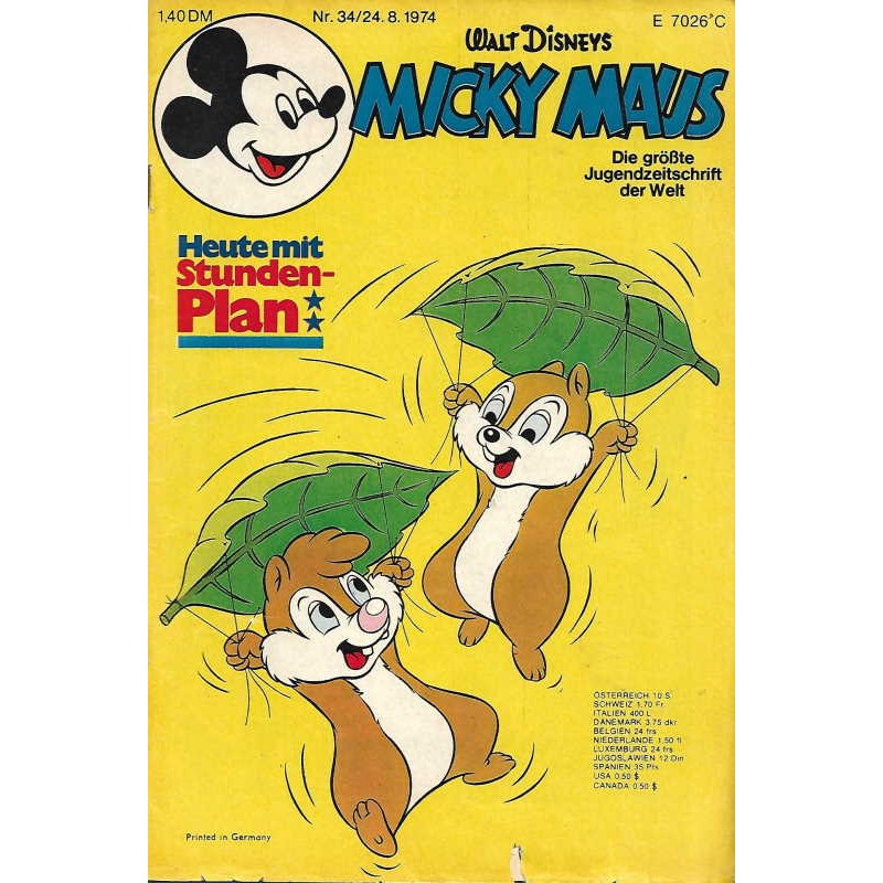 Micky Maus Nr. 34 / 24 August 1974 - Ahörnchen und Behörnchen