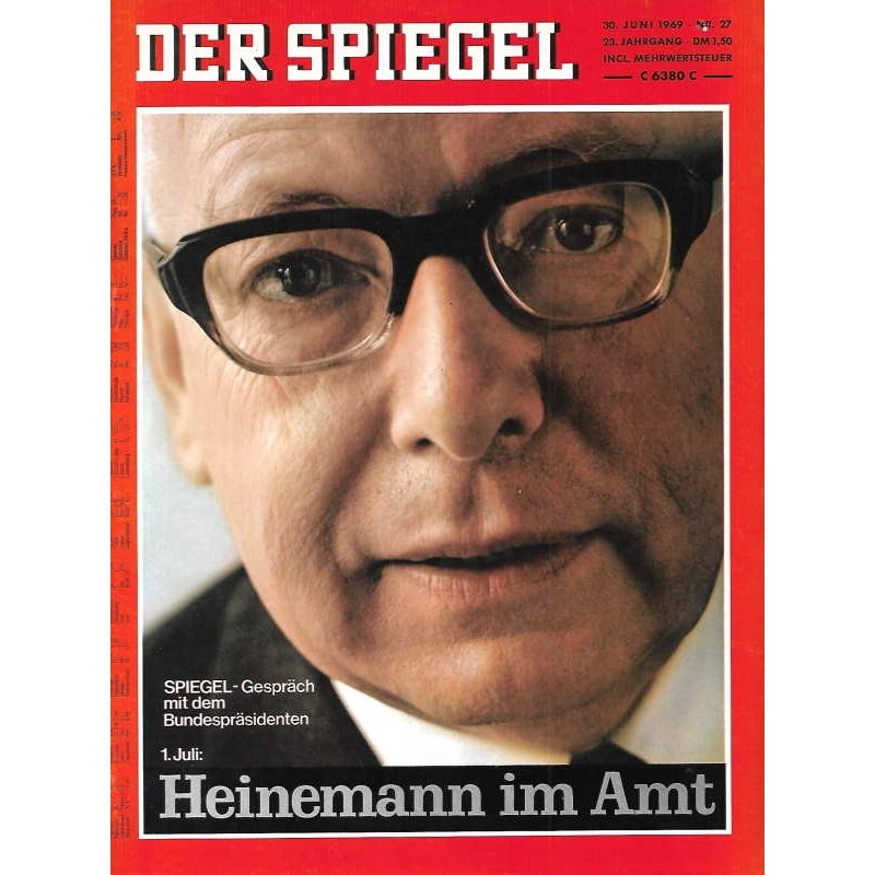 Der Spiegel Nr.27 / 30 Juni 1969 - Heinemann im Amt
