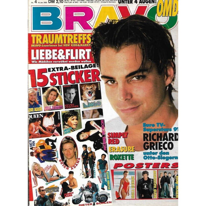 BRAVO Nr.4 / 16 Januar 1992 - Superstar Richard Grieco