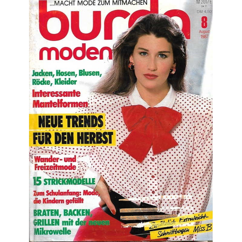 burda Moden 8/August 1987 - Neue Trends für den Herbst