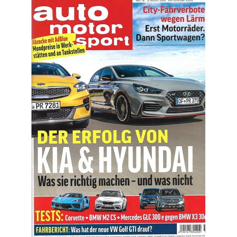 auto motor & sport Heft 18 / 13 August 2020 - Kia & Hyundai
