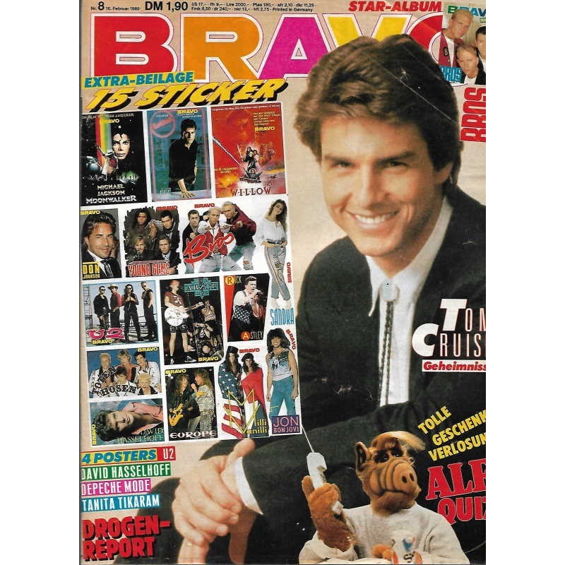 BRAVO Nr.8 / 16 Februar 1989 - Tom Cruise Geheimnisse