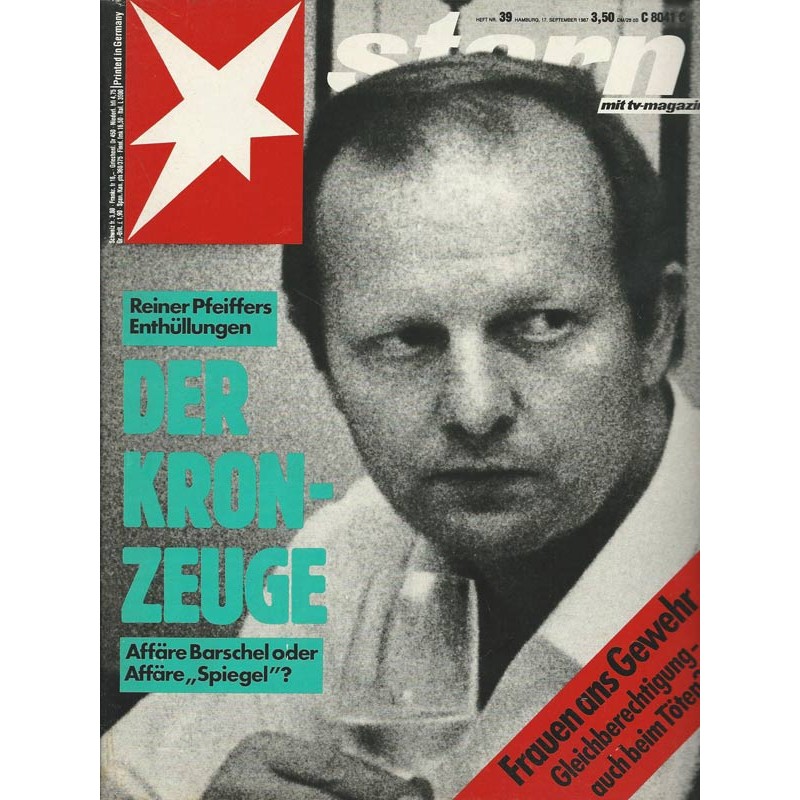 stern Heft Nr.39 / 17 September 1987 - Der Kronzeuge