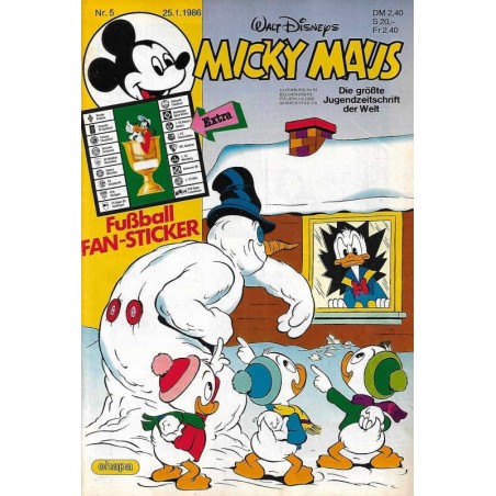 Micky Maus Nr.5 / 25 Januar 1986 - Fußball Fan Sticker