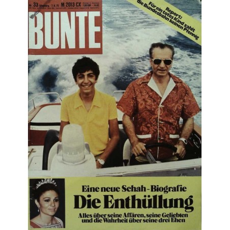 BUNTE Nr.33 / 7 August 1975 - Schah Biografie