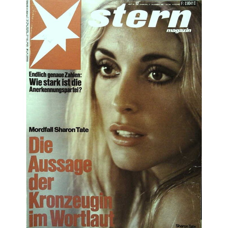 stern Heft Nr.52 / 21 Dezember 1969 - Sharon Tate