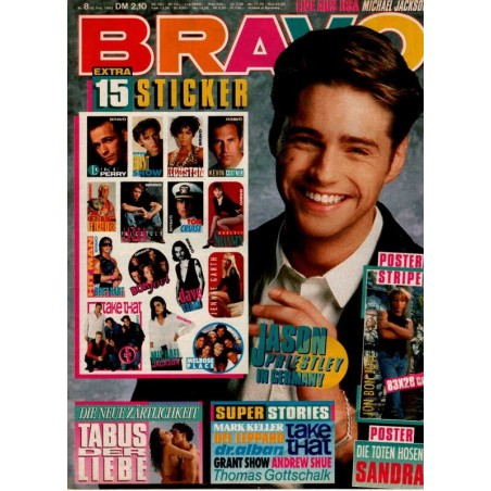 BRAVO Nr.8 / 18 Februar 1993 - Jason Priestley in Germany