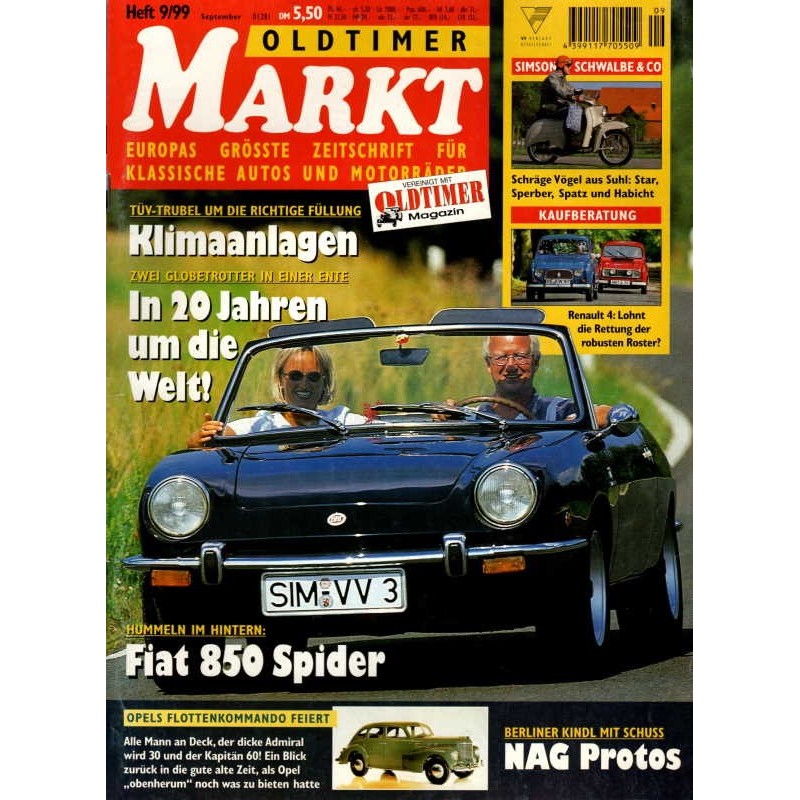 1 Fiat 850 Sport Spider mi Oldtimer Markt 09/1999 100 Jahre Fiat ein int 