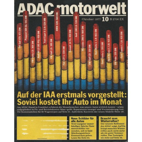ADAC Motorwelt Heft.10 / Oktober 1977 - Soviel kostet ihr Auto im Monat