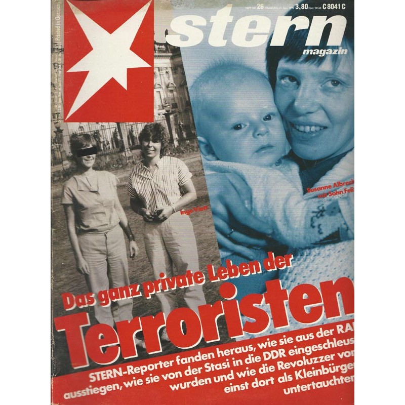 stern Heft Nr.26 / 21 Juni 1990 - Das ganz private Leben der Terroristen