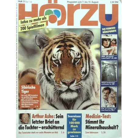 HÖRZU 31 / 7 bis 13 Augsut 1993 - Sibirischer Tiger HÖRZU 31 / 7 bis 13 Augsut 1993 - Sibirischer Tiger