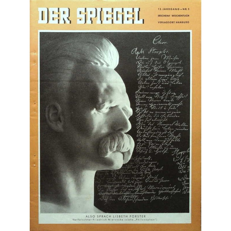 Der Spiegel Nr.5 / 29 Januar 1958 - Friedrich Nietzsche
