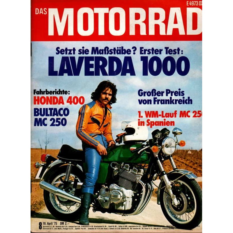 Das Motorrad Nr.8 / 19 April 1975 - Laverda 1000