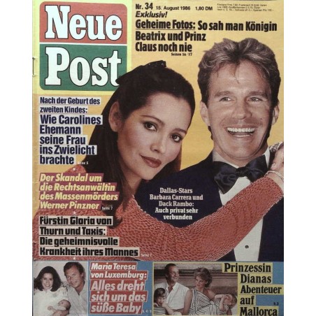 Neue Post Nr.34 / 15 August 1986 - Barbara Carrera & Dack Rambo