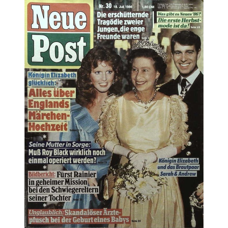 Neue Post Nr.30 / 18 Juli 1986 - Elizabeth, Sarah und Andrew