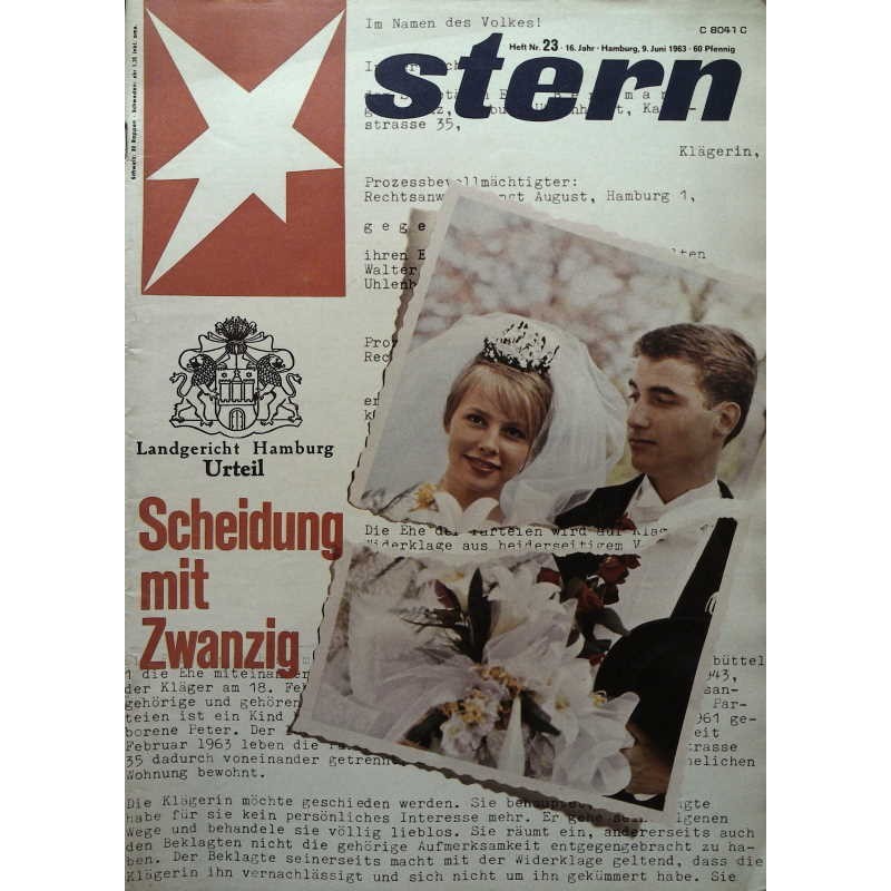 stern Heft Nr.23 / 9 Juni 1963 - Scheidung mit Zwanzig