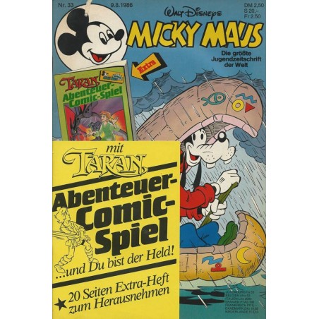 Micky Maus Nr. 33 / 9 August 1986 - mit Tarzan Comic-Spiel