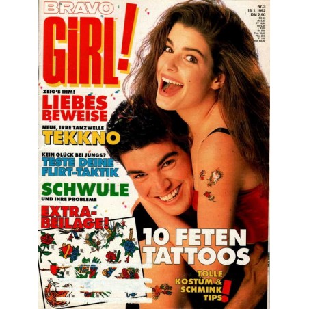 Bravo Girl Nr.3 / 15 Januar 1992 - 10 Feten Tattoos