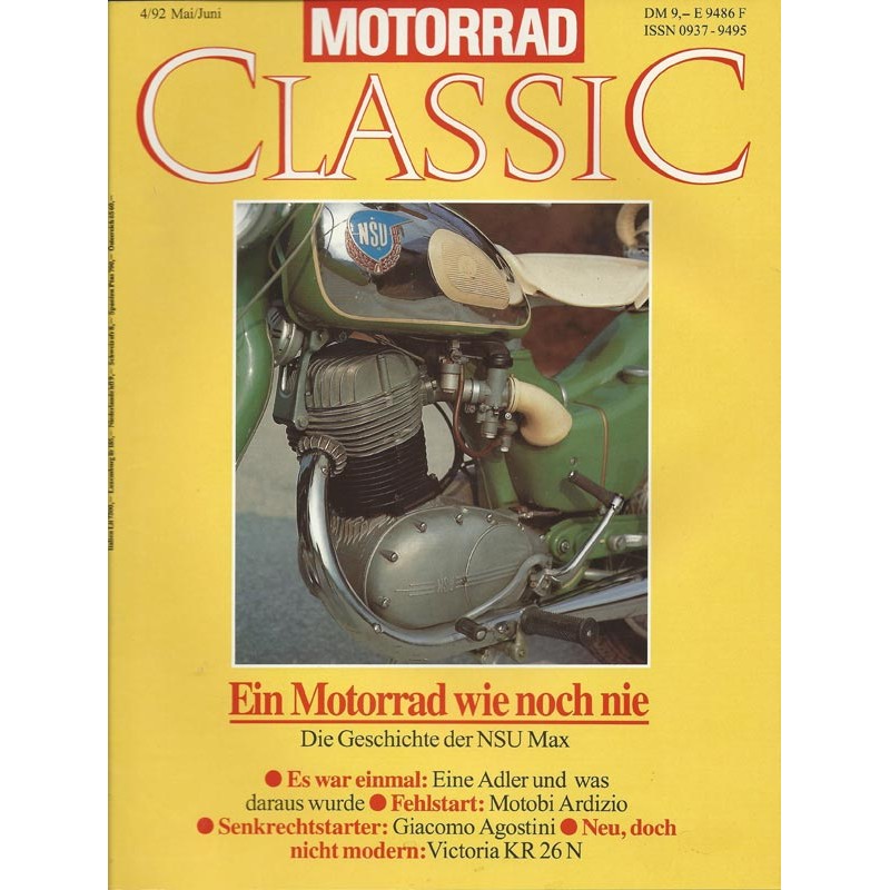 Motorrad Classic 4/92 - Mai/Juni 1992 - Die GEschichte der NSU Max