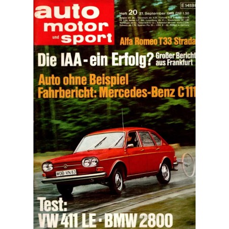 auto motor & sport Heft 20 / 27 September 1969 - VW 411 LE