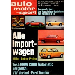auto motor & sport Heft 6 / 14 März 1970 - Alle Importwagen