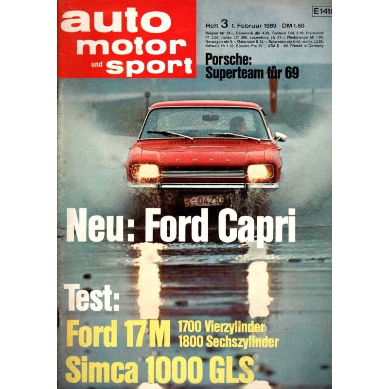 auto motor & sport Heft 3 / 1 Februar 1969 - Ford Capri