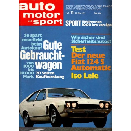 auto motor & sport Heft 11 / 22 Mai 1971 - Iso Lele