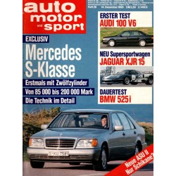 auto motor & sport Heft 26 / 14 Dezember 1990 - Mercedes S-Klasse