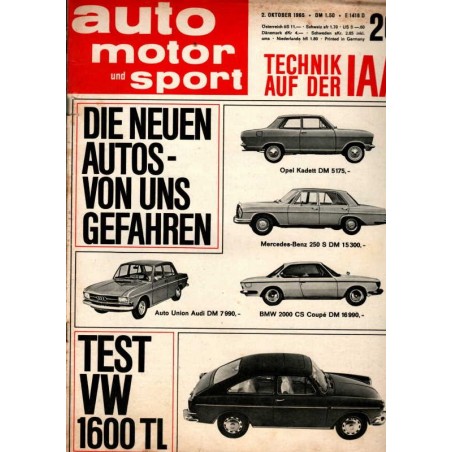 auto motor & sport Heft 20 / 2 Oktober 1965 - Die neuen Autos