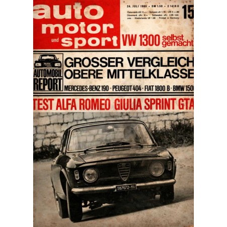auto motor & sport Heft 15 / 24 Juli 1965 - Test Alfa Romeo