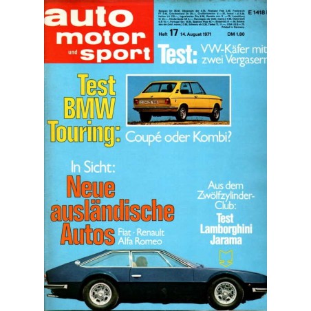 auto motor & sport Heft 17 / 14 Aug. 1971 - Lamborghini Jarama