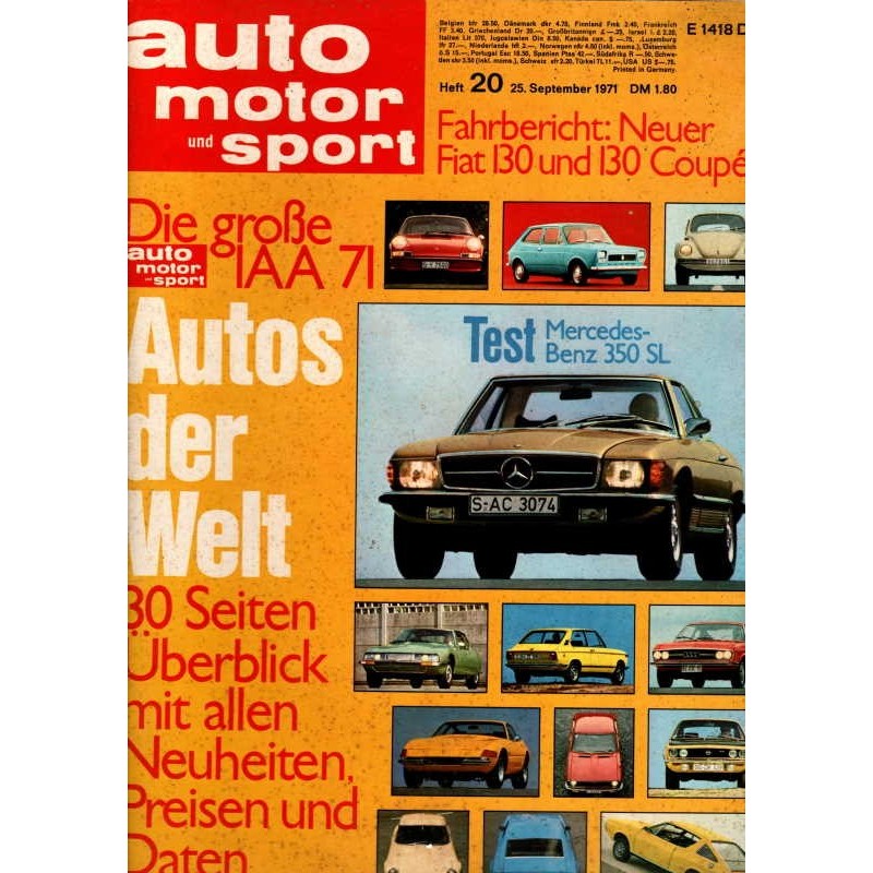 auto motor & sport Heft 20 / 25 September 1971 - Autos der Welt