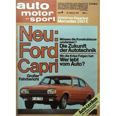auto motor & sport Heft 4 / 16 Februar 1974 - Ford Capri