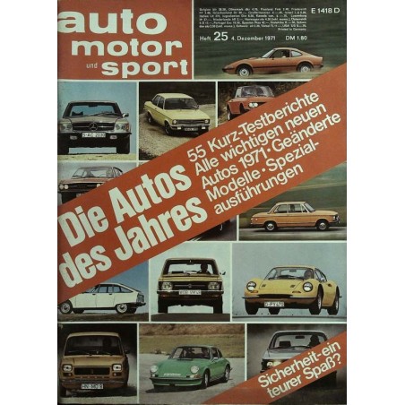 auto motor & sport Heft 25 / 4 Dez. 1971 - Die Autos des Jahres