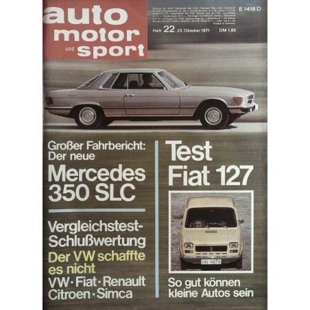 auto motor & sport Heft 22 / 23 Oktober 1971 - Mercedes 350 SLC