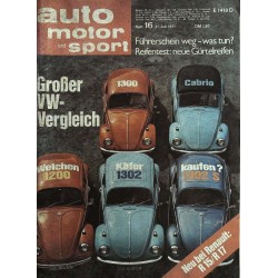 auto motor & sport Heft 16 / 31 Juli 1971 - Großer VW-Vergleich