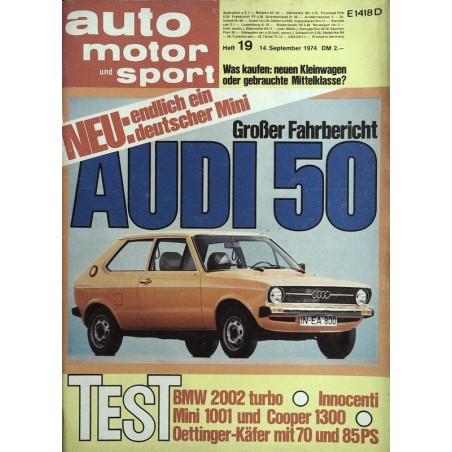 auto motor & sport Heft 19 / 14 September 1974 - Audi 50