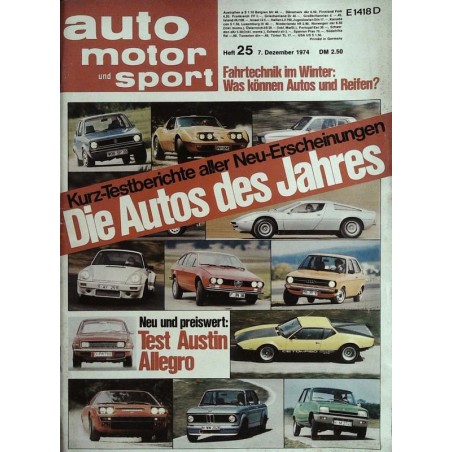 auto motor & sport Heft 25 / 7 Dezember 1974 - Die Autos des Jahres