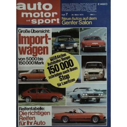 auto motor & sport Heft 7 / 30 März 1974 - Importwagen