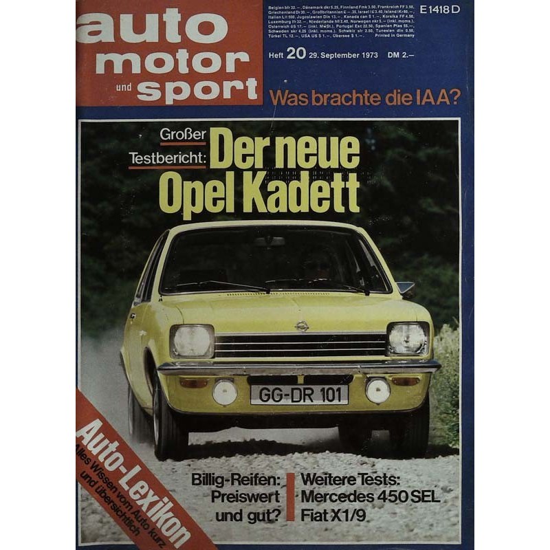 auto motor & sport Heft 20 / 29 September 1973 - Opel Kadett