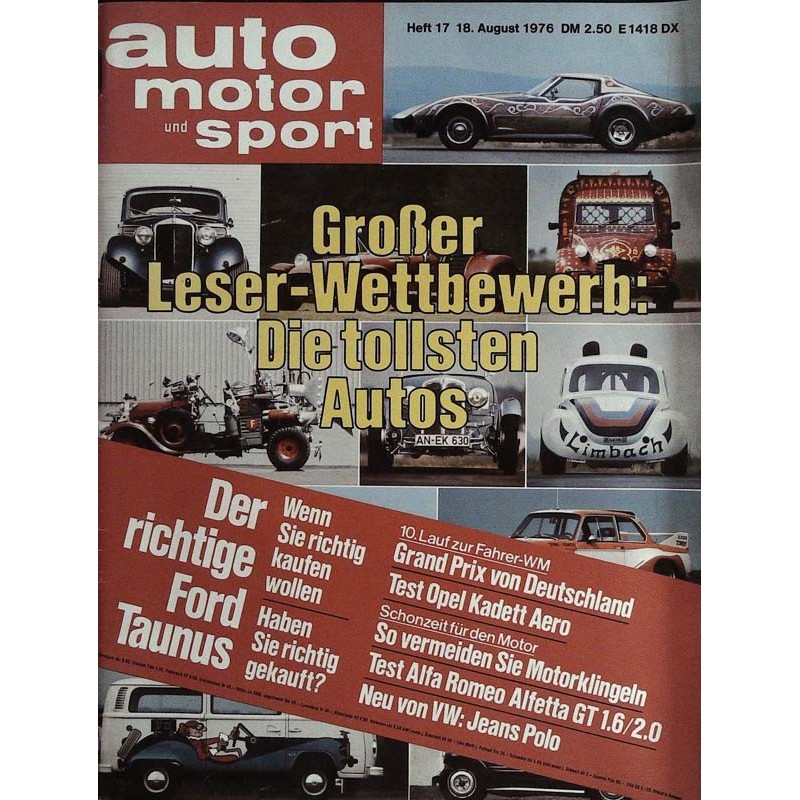 auto motor & sport Heft 17 / 18 August 1976 - Die tollsten Autos