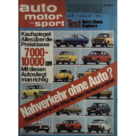 auto motor & sport Heft 3 / 2 Februar 1974 - Nahverkehr ohne Auto?