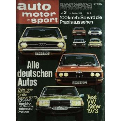 auto motor & sport Heft 21 / 14 Oktober 1972 - Alle deutschen Autos