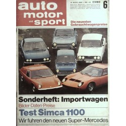 auto motor & sport Heft 6 / 16 März 1968 - Importwagen