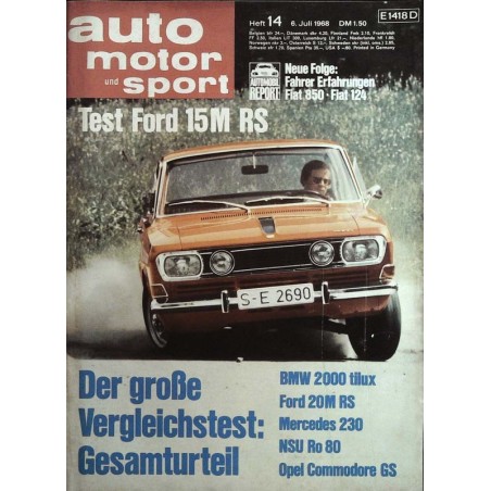 auto motor & sport Heft 14 / 6 Juli 1961 - Ford 15M RS