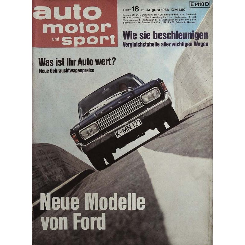auto motor & sport Heft 18 / 31 August 1968 - Neue Ford Modelle